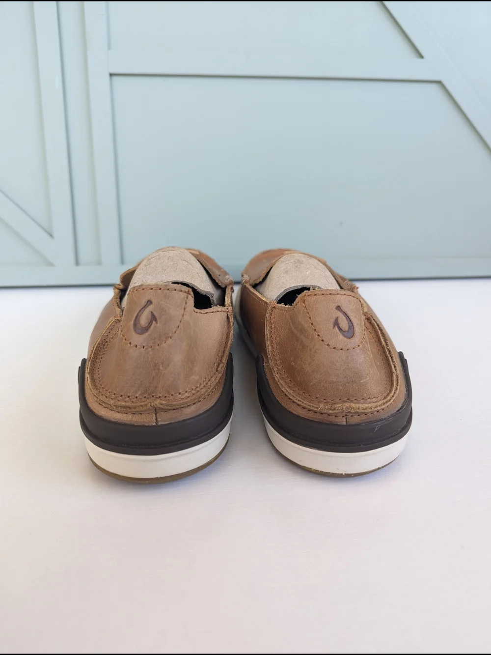 OluKai Men’s Slip-On Loafers in Light Brown